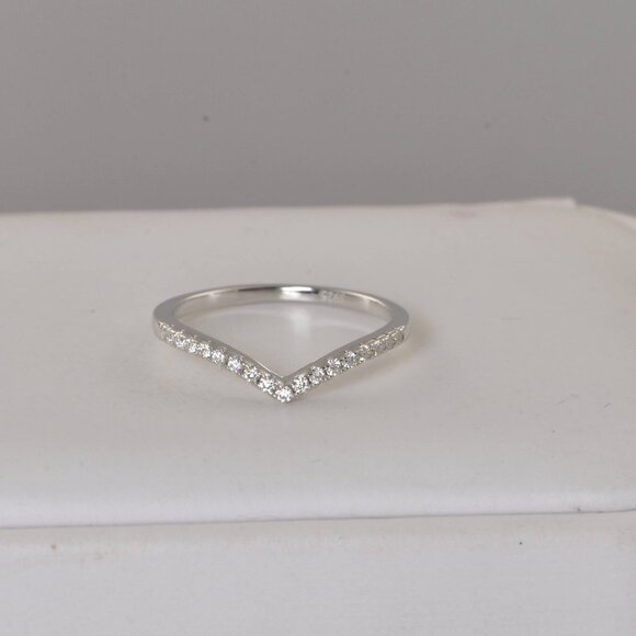 Certified V Band Moissanite Ring Half Eternity Ring - Picture 4 of 8